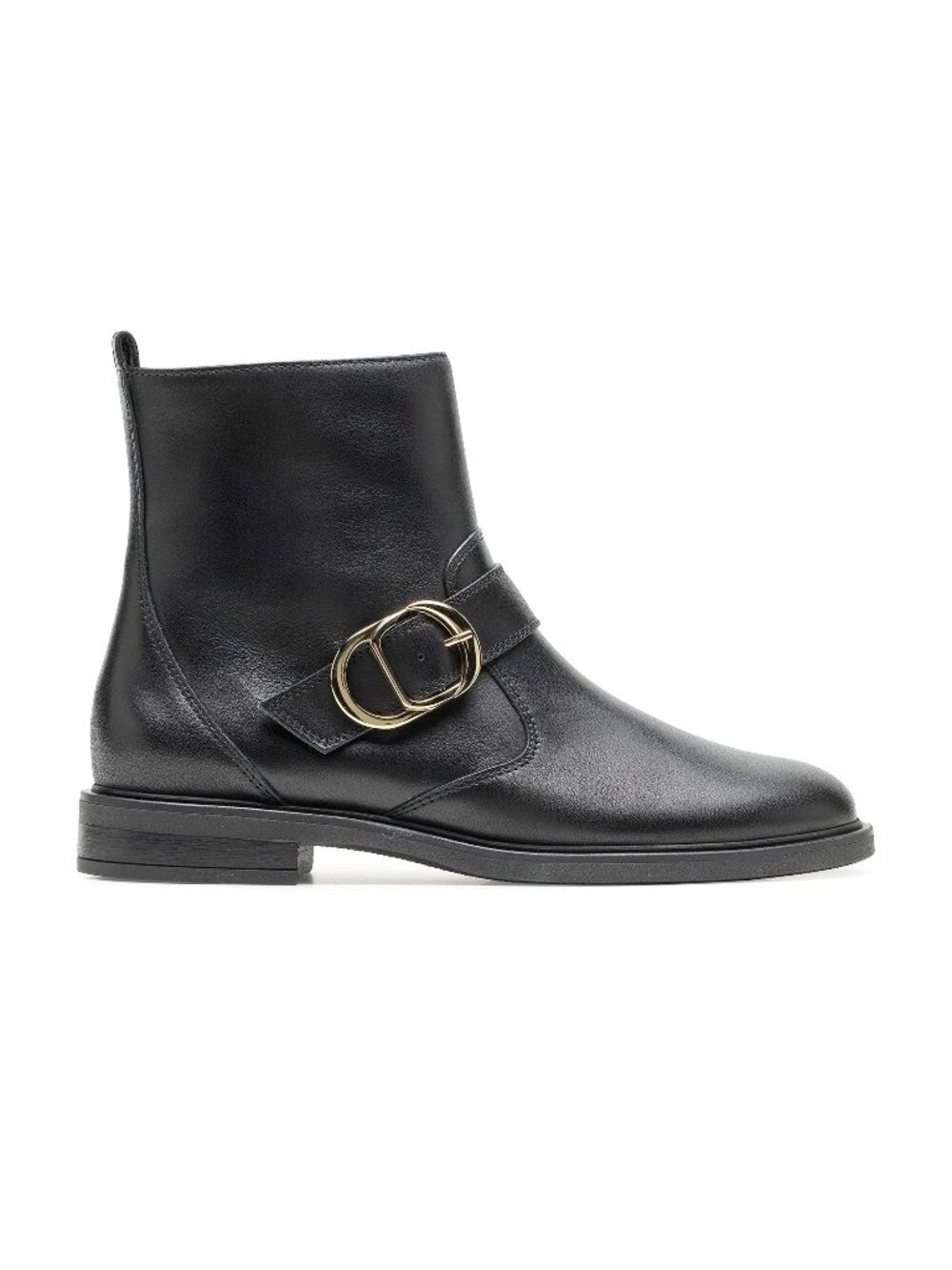 $550 PAUL GREEN DAKOTA GOLD BUCKLE ANKLE BOOT BLACK LEATHER 9.5 US  (A7)